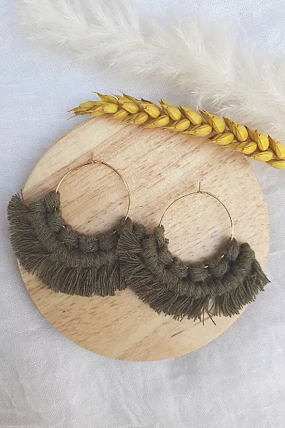 Boucles d'oreilles Otillie kaki